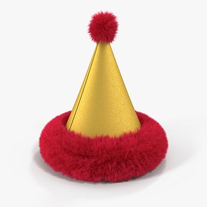 Fur Cone Party Hat 3D Model
