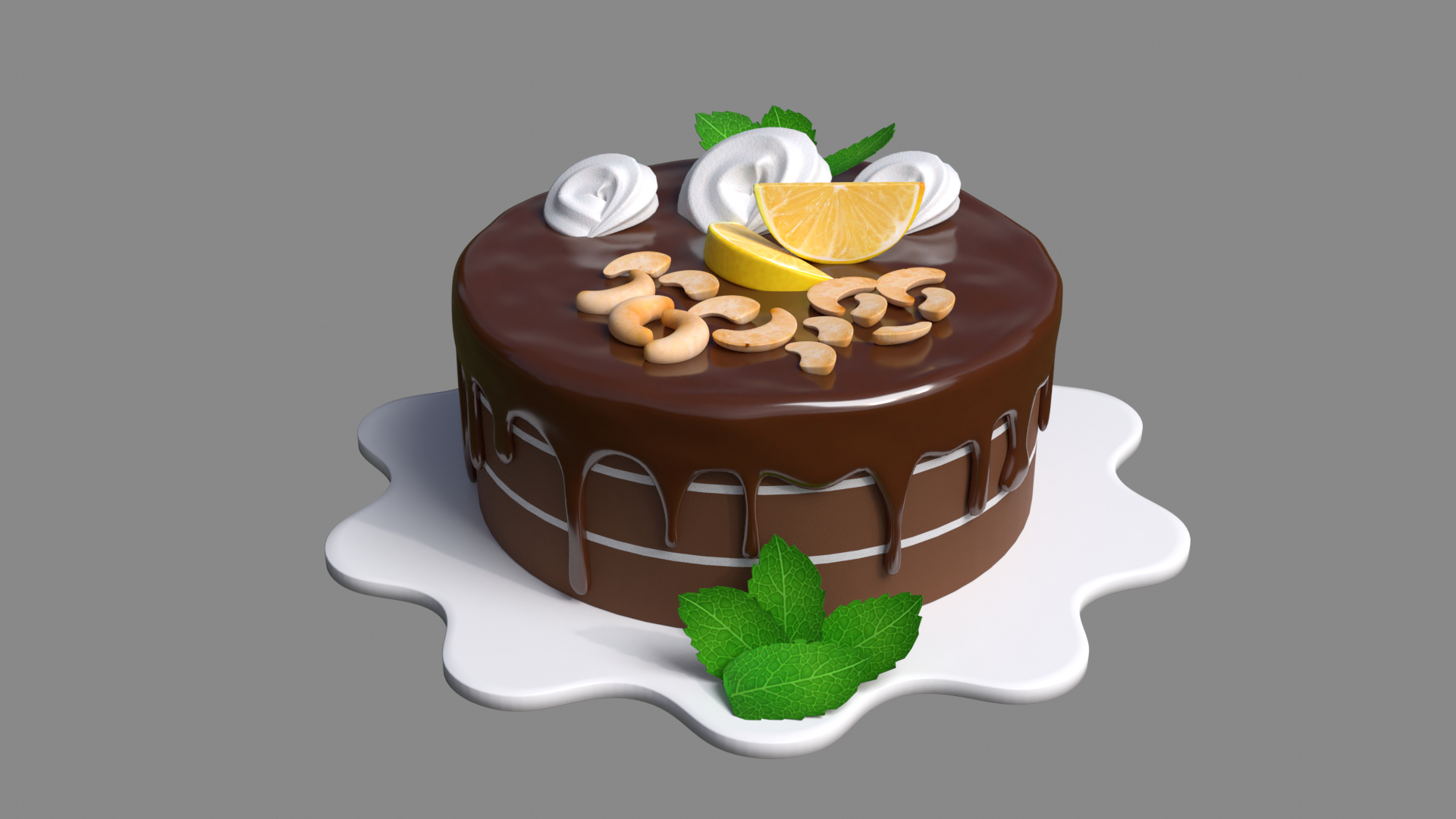 3D cake chocolate mint model - TurboSquid 1680805
