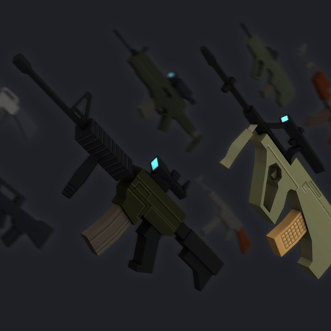 3d Model Of Simple Assault Rifles