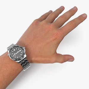 Stainless Steel Dive Watch on Wrist Black Silver