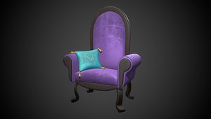 Stylized Fantasy Purple Armchair 3D