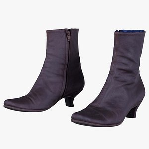 Dark Brown Leather Zipper Boots Remastered 3D