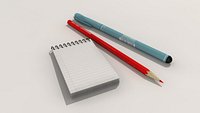 Paper notebook and pen