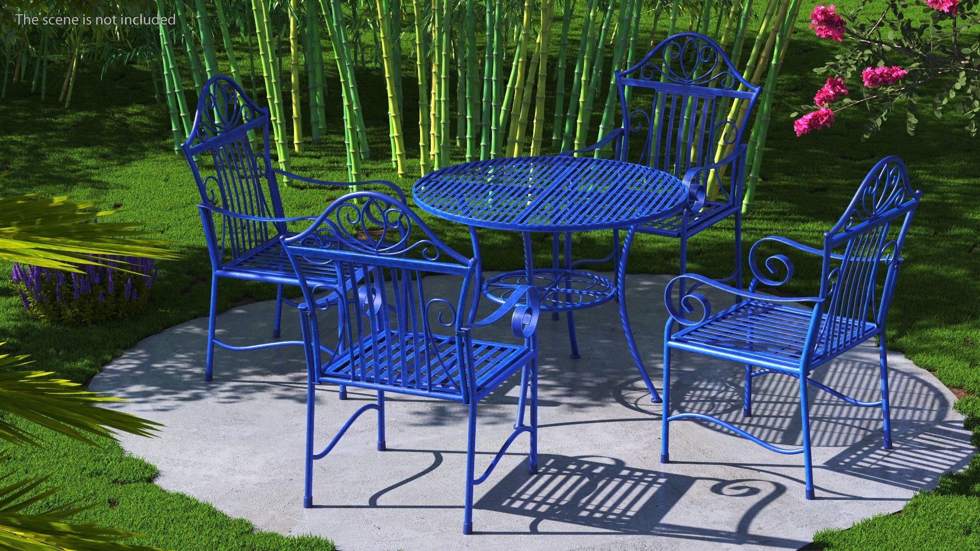 Blue Wrought Iron Garden Furniture 3D Model TurboSquid 2108364
