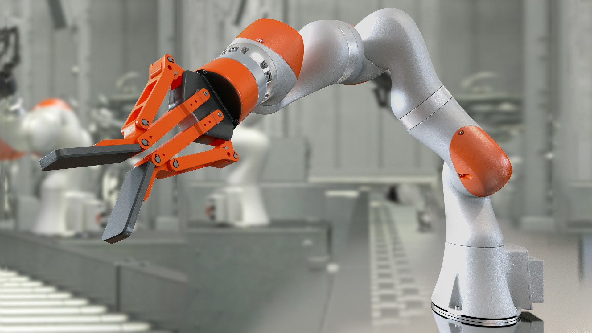 Robot Hand with Two Finger Gripper Rigged 3D model preview