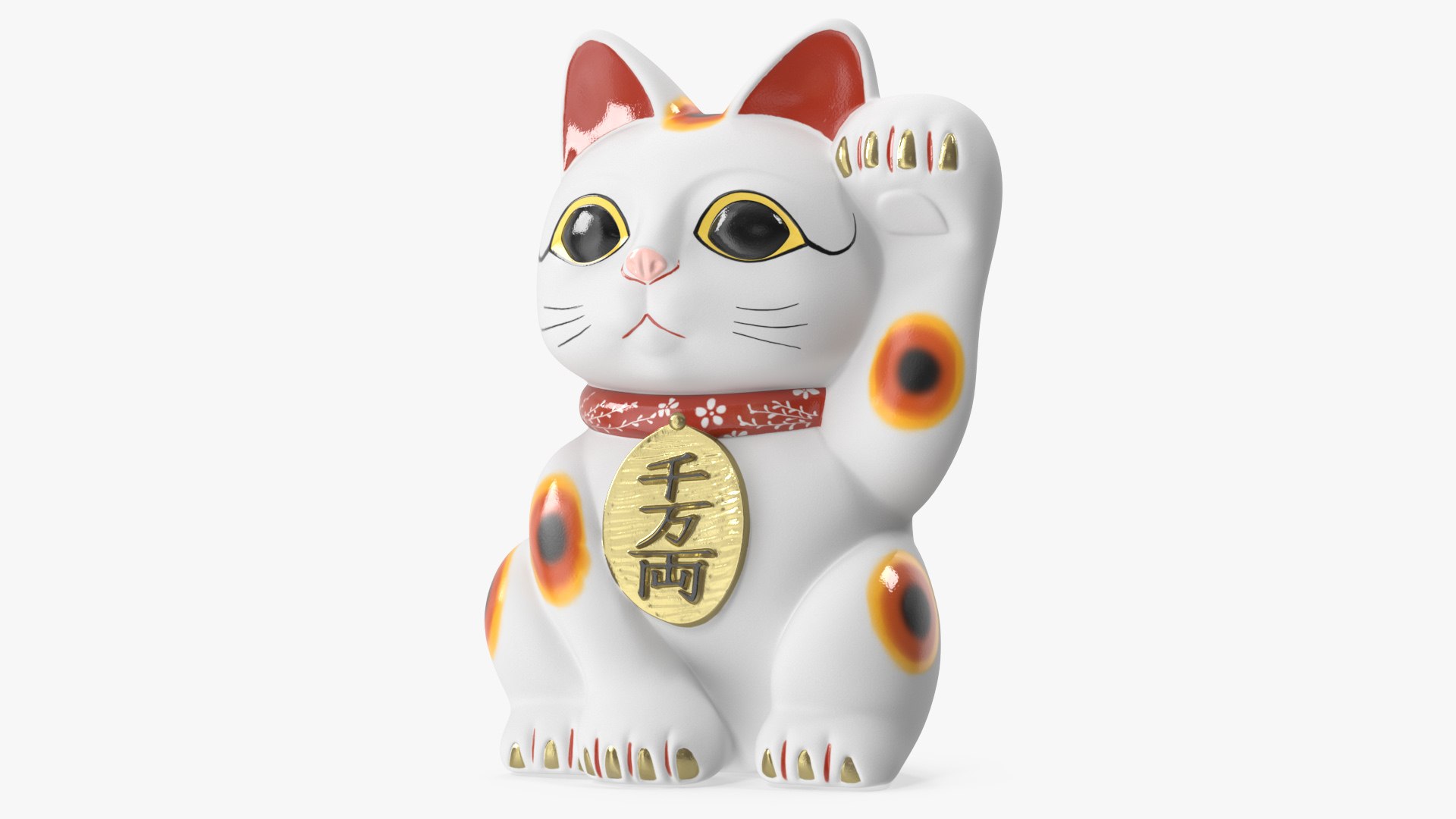 Japanese Maneki Neko Lucky Cat Figurine 3D model preview