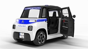 3D model Citroen Ami 2020 Police White HQ