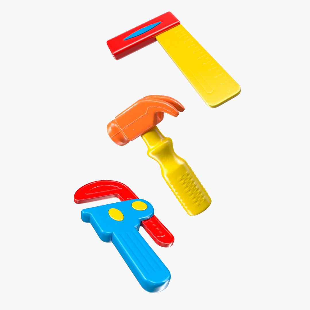 Plastic Toy Tools Collection 2 3D model preview