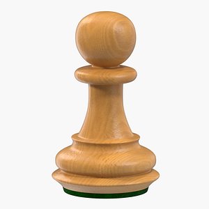 3D model wooden chess pawn