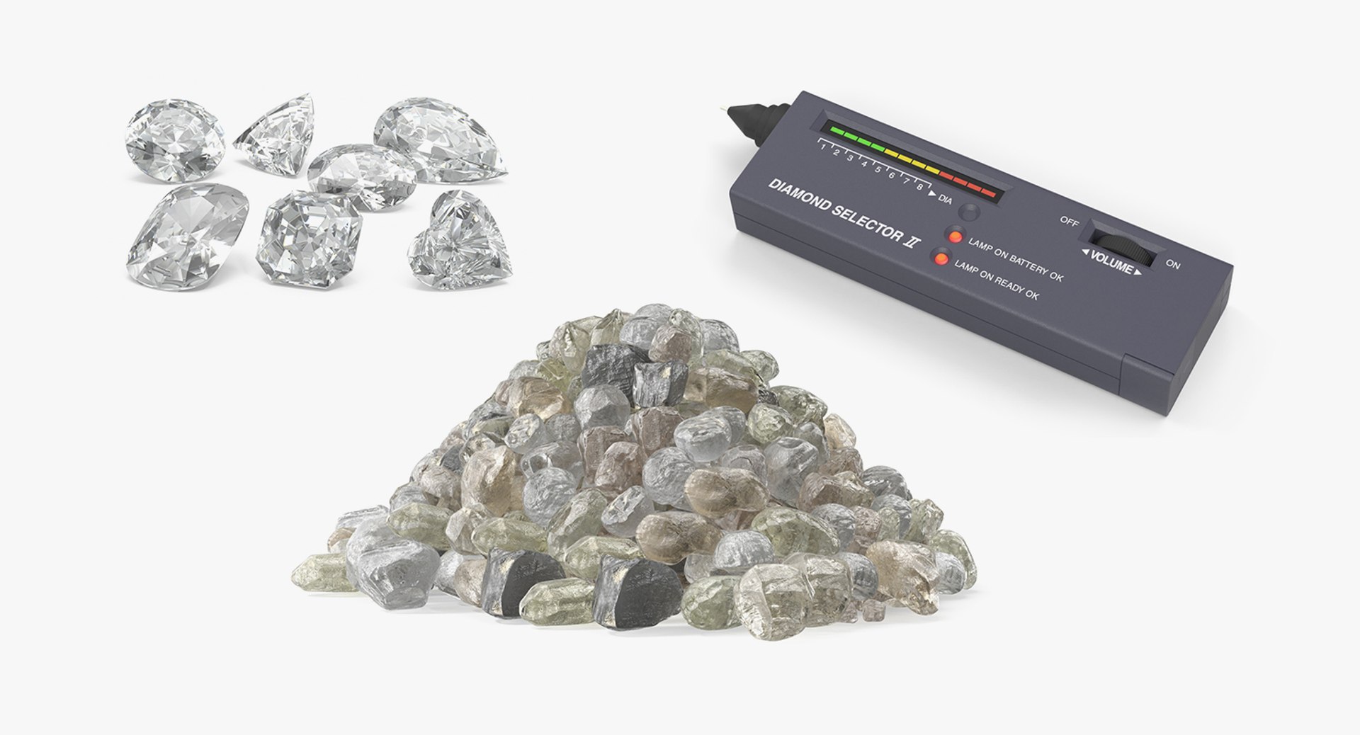 Diamond Tester with Diamonds Collection 2 3D model preview