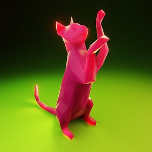 Cat Playing Low Poly