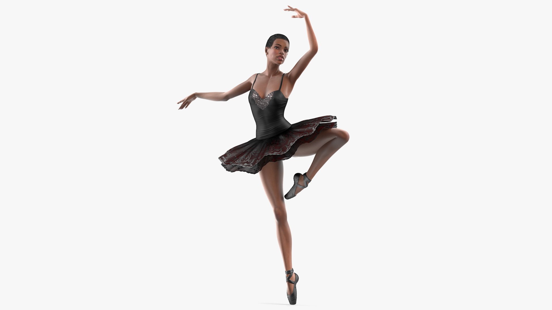 Dark Skinned Black Ballerina Rigged for Modo 3D model preview