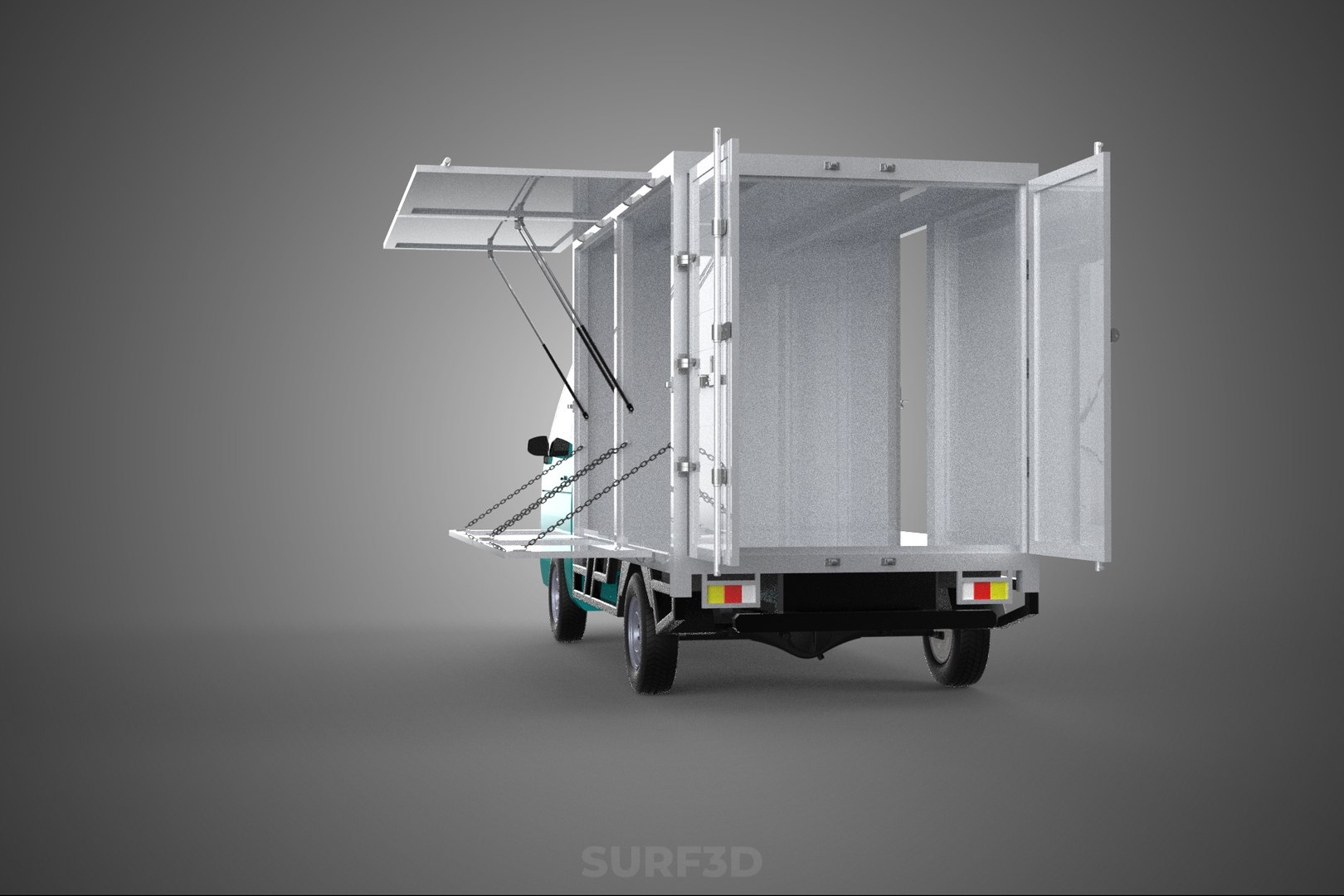 3D Model CUBE VAN BOX DROP SIDE TAILGATE REAR GATE DOOR PICKUP TRUCK ...