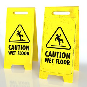 3D Wet Floor Signs 2 Versions model