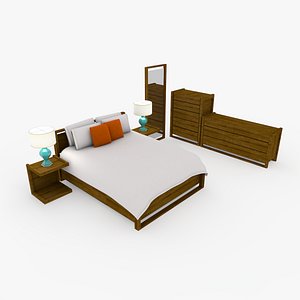 3d c4d modern bedroom set design