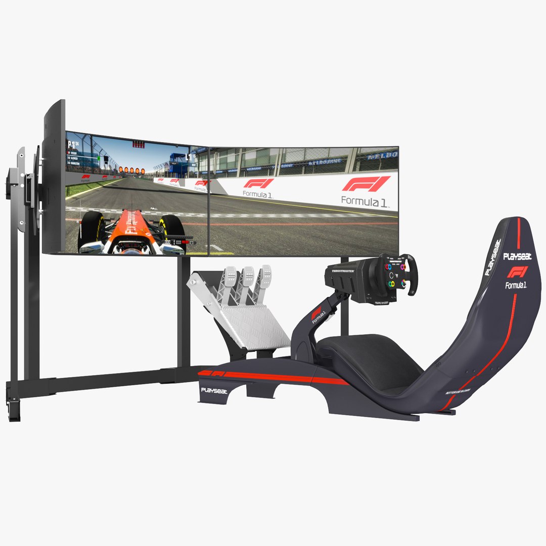 3D Playseat F1 Racing Simulator Seat With 3 Monitors Model - TurboSquid  2156598