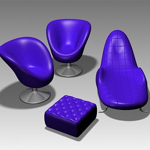 3d model of furniture set modern interior