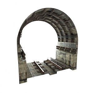 subway tunnel rail 3D model