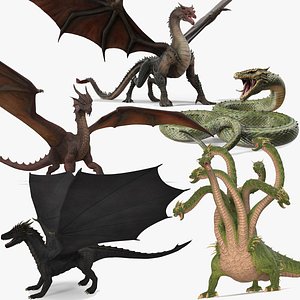 Mythical Dragons Realistic Rigged Collection 3
