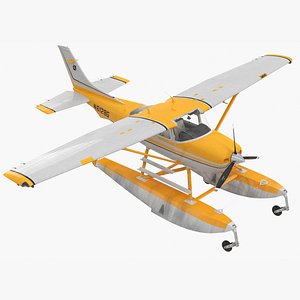 3D Cessna 182 Skylane Seaplane with Floats