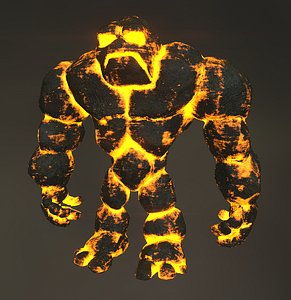 Lava Golem Rock Monster 3D Character 2 RIGGED