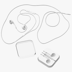 3D apple earbuds laying model