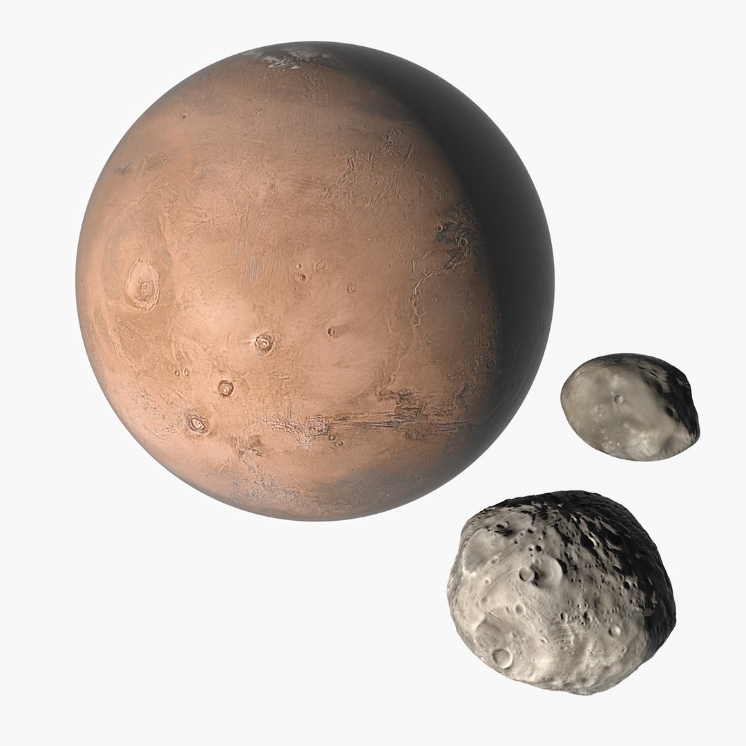 mars two moons phobos and deimos labeled