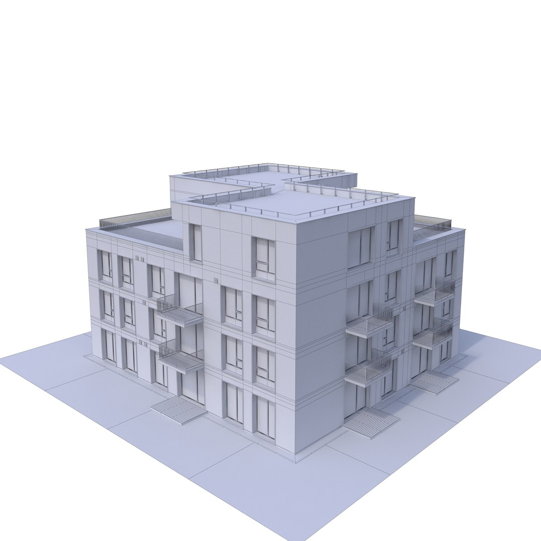 3D Model Apartment Building 4 Story - TurboSquid 1443638