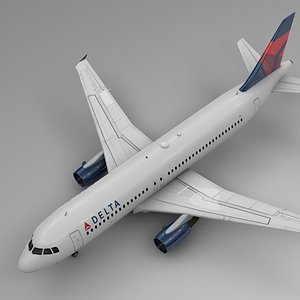 3D delta airlines airbus a320 model