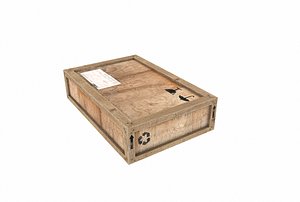 3D old wooden cargo crate model