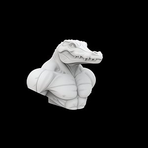Anthro Crocodile Bust 3D Print Model 3D model