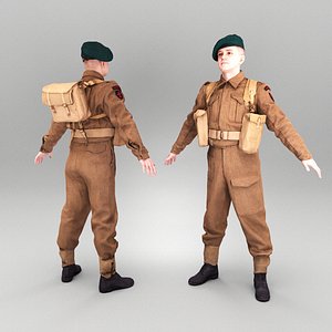 3D British army soldier in A-pose 369