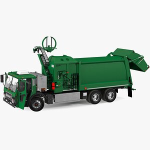 Trash Truck Electric Green Rigged for Cinema 4D