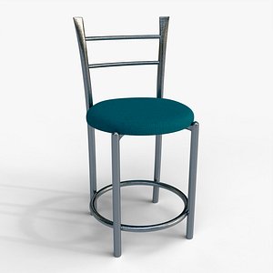 Round Seat Cafe Bar Stool 3D Model