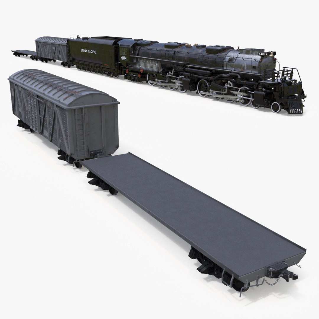 Locomotive Big Boy with Freight Train 3D model preview