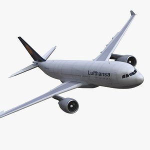 3D Lufthansa Airbus A330-200 Commercial Airliner Rigged