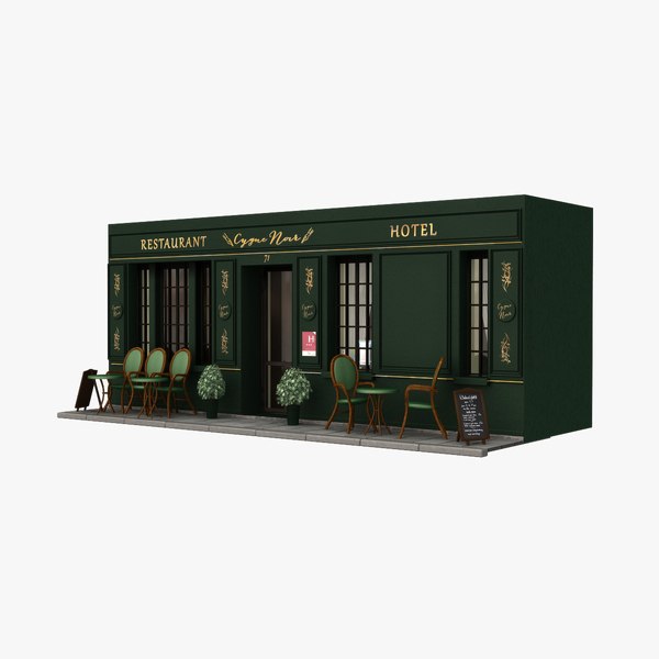 france restaurant hotel facade 3d model