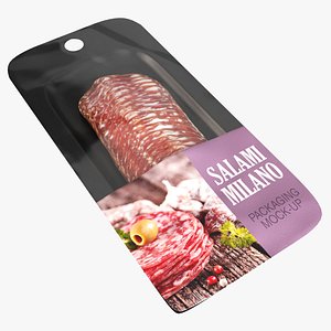 3D Salami Milano slices with packaging