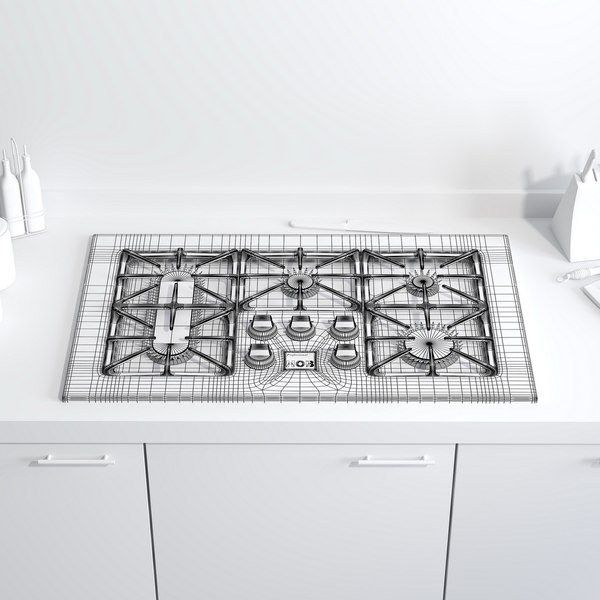 professional gas cooktop fish 3d max