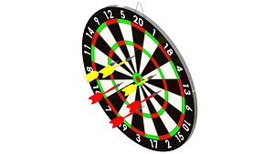 3D Dart Board With Darts