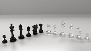 glass chess pieces model