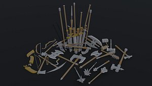 cartoon medieval weapons asset 3D