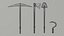 Low-poly Cartoon medieval weapons Polygonal Style
