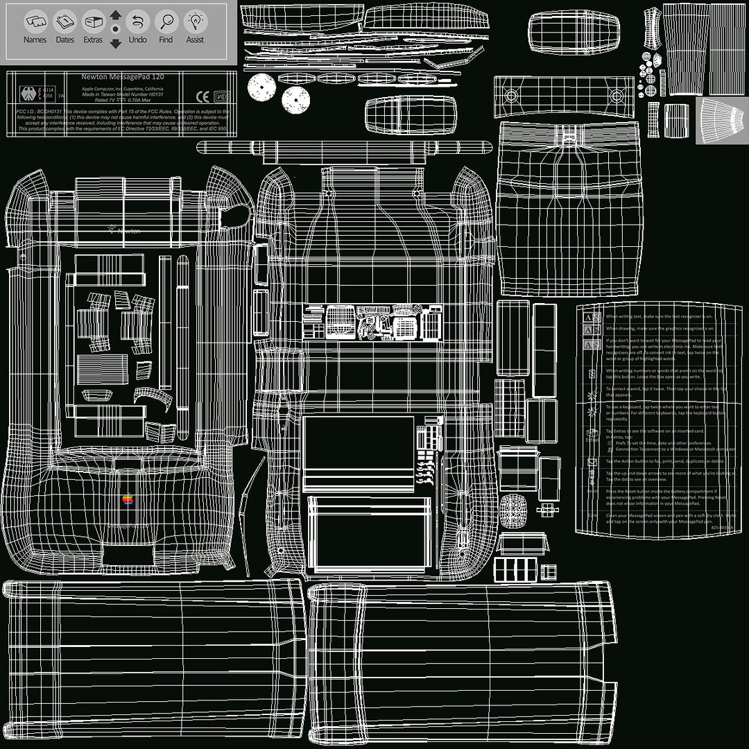 3D model Apple Newton MessagePad 120 https://p.turbosquid.com/ts-thumb/7Q/GUBaFW/Xa/applenewtonmessagepad120vray3dmodel016/jpg/1710477442/1920x1080/fit_q87/536f5aa420b16fc1bd867f744a760397732bd8c4/applenewtonmessagepad120vray3dmodel016.jpg