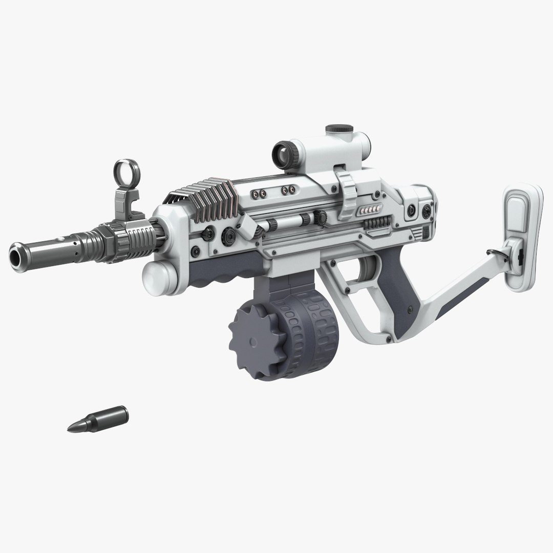 Futuristic Rifle with Bullet 3D model preview
