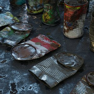 Trash Cans Food 6 Types - 3D Asset Kit PBR