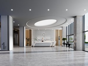 Modern Enterprise Lobby Reception Hall Scene 3D model