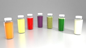 3D glass bottle fruit juices model