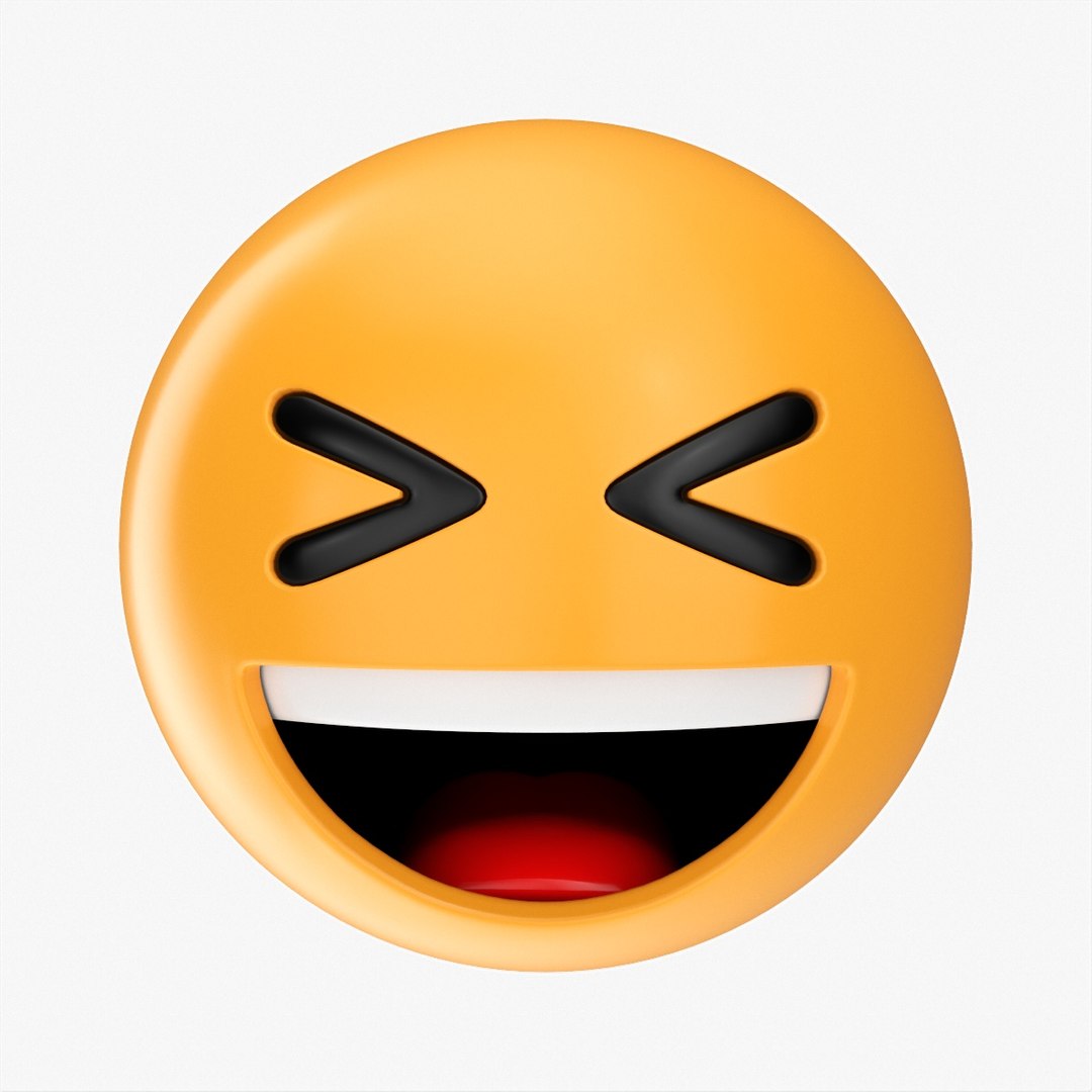 Emoji 018 White Smiling With Tightly Closed Eyes 3D Model - TurboSquid ...