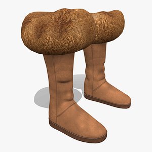 Tall Ugg Boots With Fur Trim 3D
